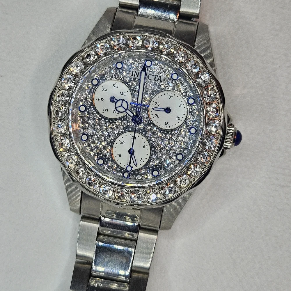 Invicta Angel Lady 28457 Crystals Silver MOP 38 mm Steel Quartz Women's Watch